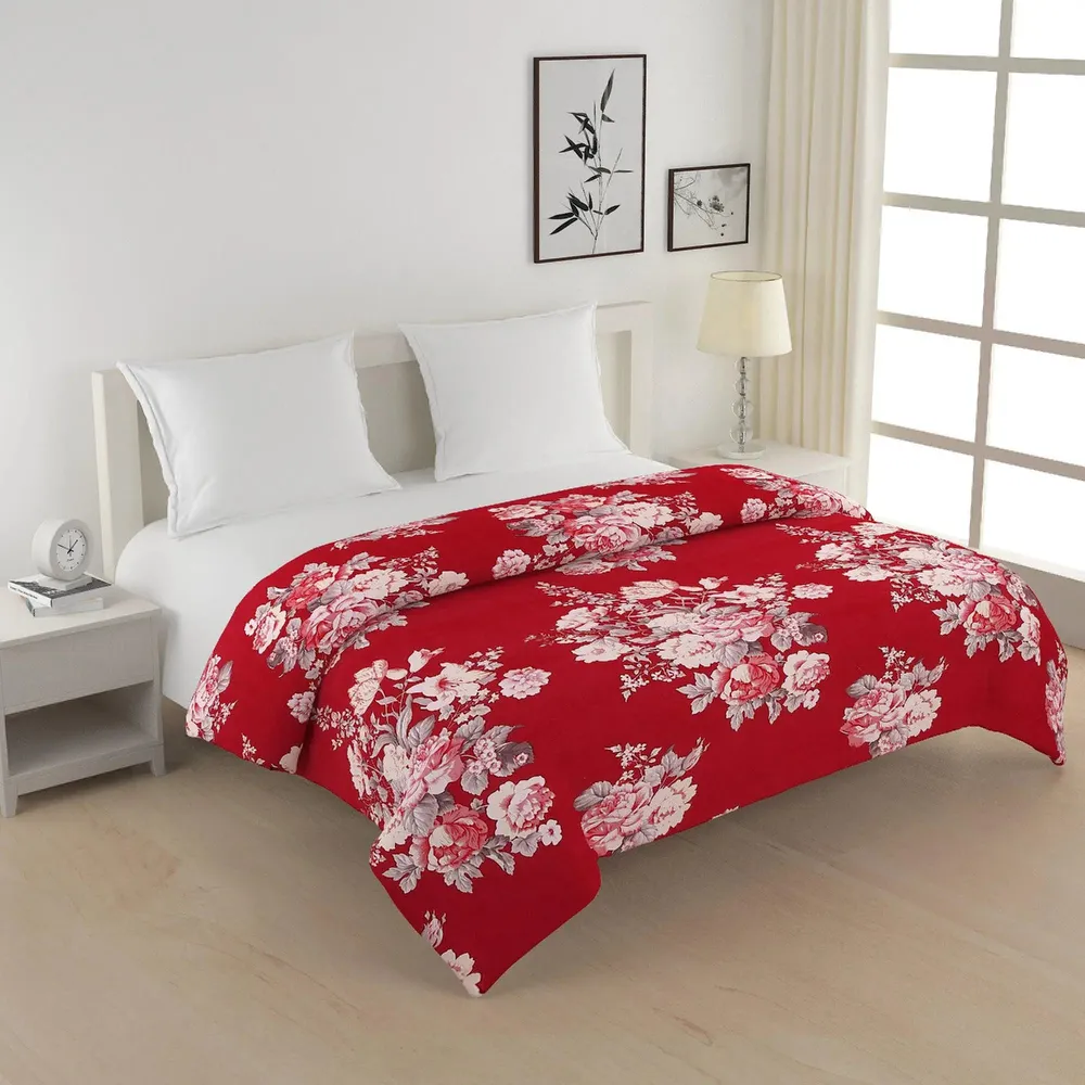 Swayam Wild Floral Crimson Blended Cotton Double Bed Comforter