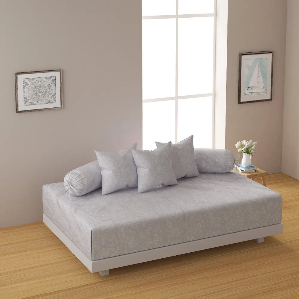 Swayam Zinnia 100% Pure Cotton Beige Ethnic Motif  Diwan Set, Pack of 6