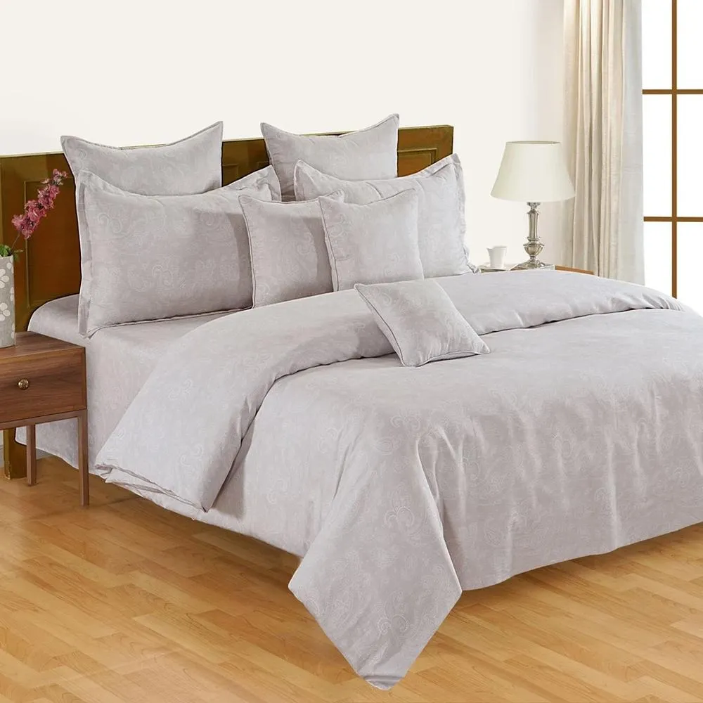 Swayam Zinnia Grey Ethnic Cotton Double Bedsheet