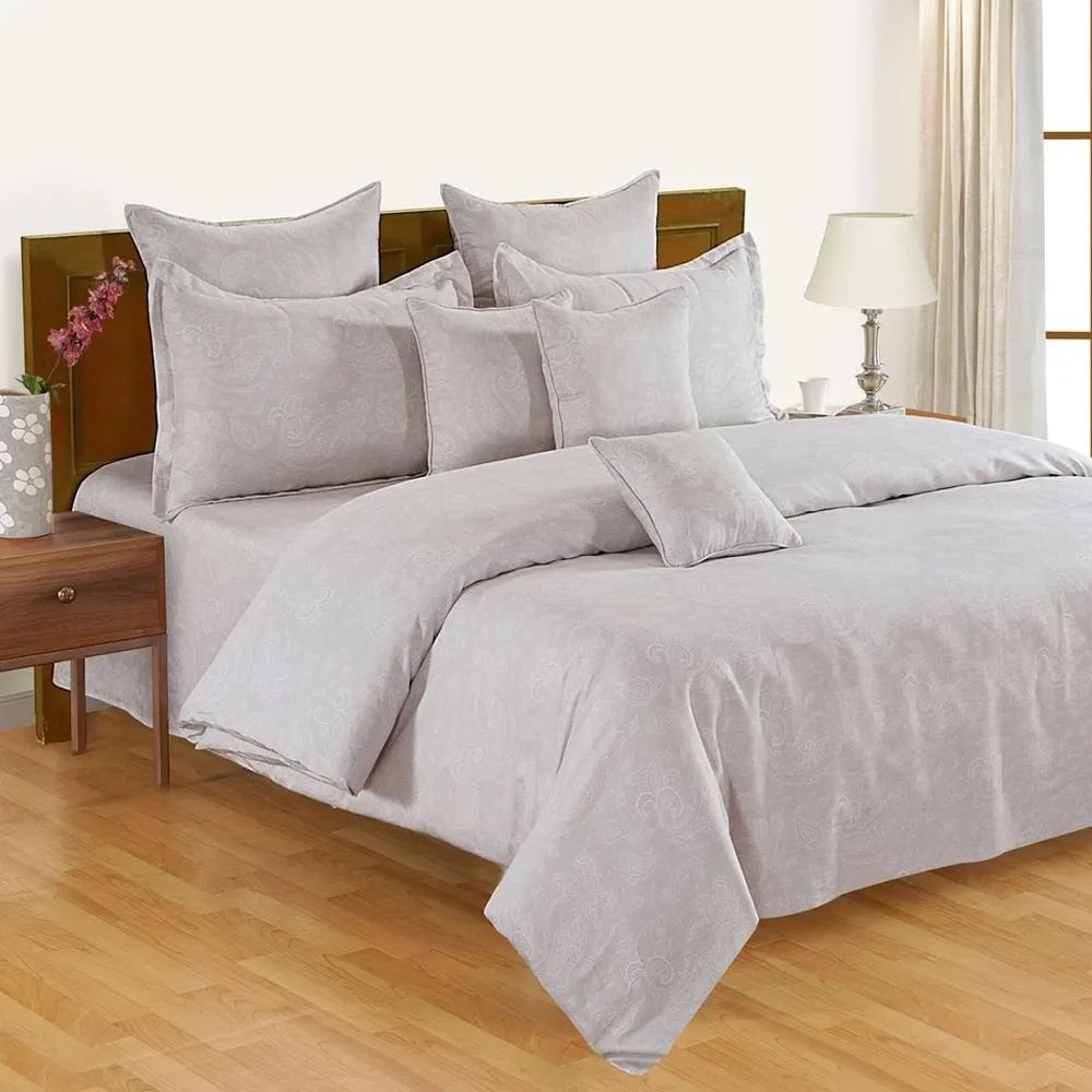 Swayam Zinnia Grey Ethnic Cotton Single Bedsheet