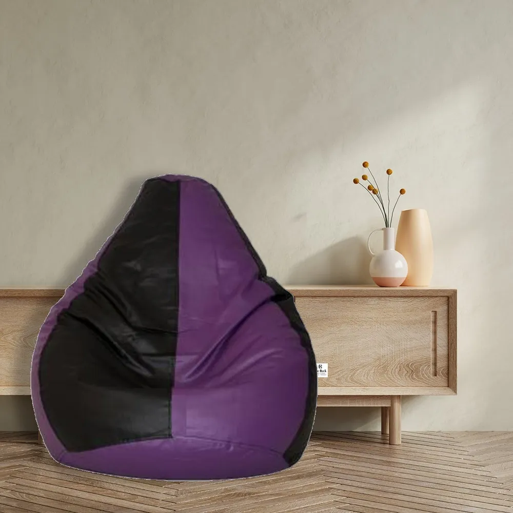 Tear Drop Designed Black & Purple Bean Bag Cover  (L,XL,XXL,XXXL, Jumbo)