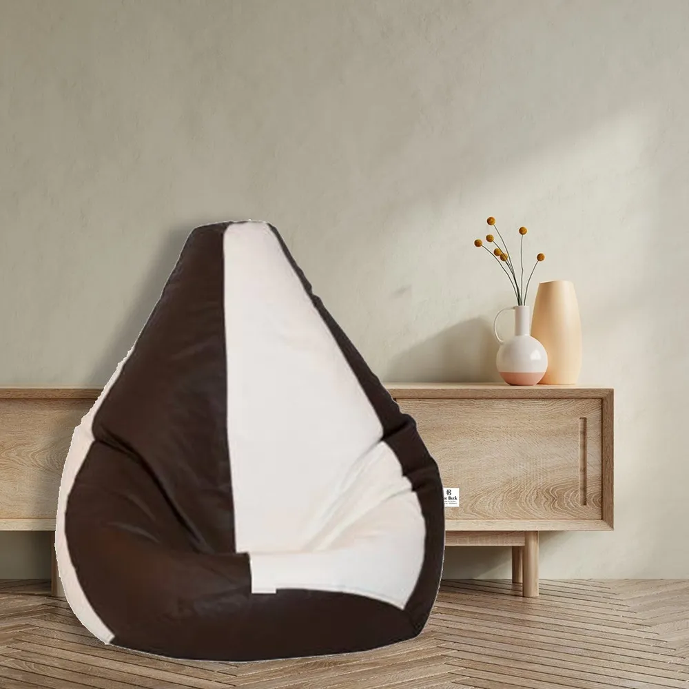Tear Drop Designed Brown & White Bean Bag Cover  (L,XL,XXL,XXXL, Jumbo)