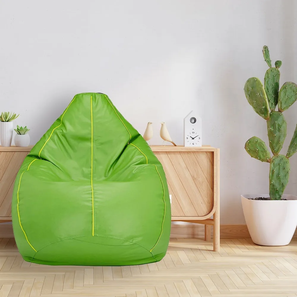 Tear Drop Designed Green & Yellow Bean Bag Cover  (L,XL,XXL,XXXL, Jumbo)
