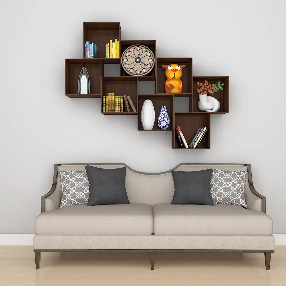 The Stack Wood Wall Cabinet / Book Shelf, Walnut Finish