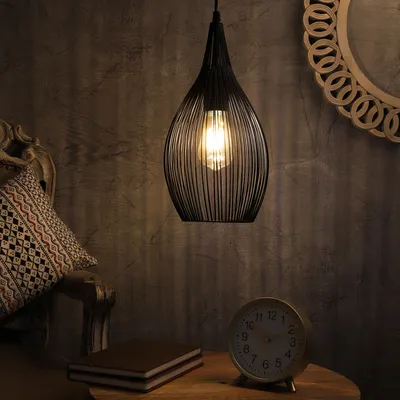 The Wired Pendant Light" in Jet Black Finish