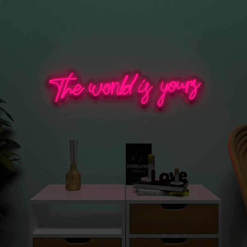 The World is yours" Neon LED Light (Available in Multiple Colors) Red