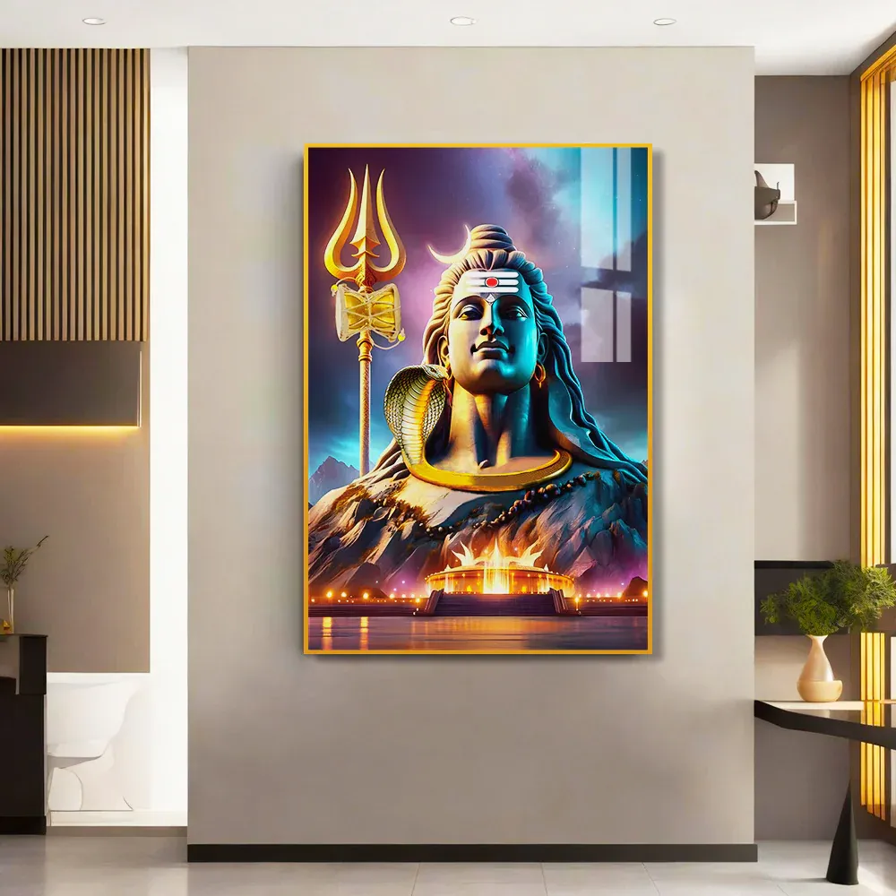 Timeless Protector Lord Mahadeva Acrylic Wall Painting