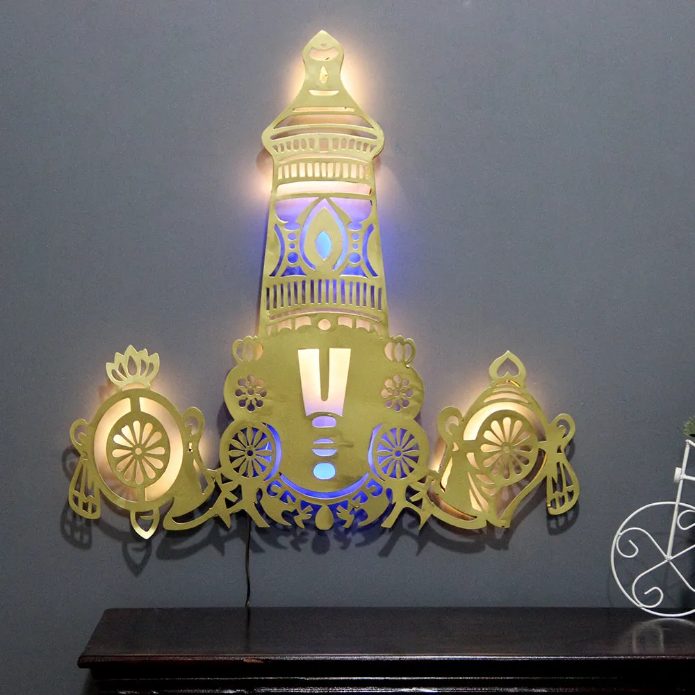 Tirupati Balaji Metal Wall Art With LED Lights