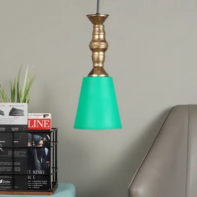 Traditional Antique Gold Metal Hanging Light With Designer Shade