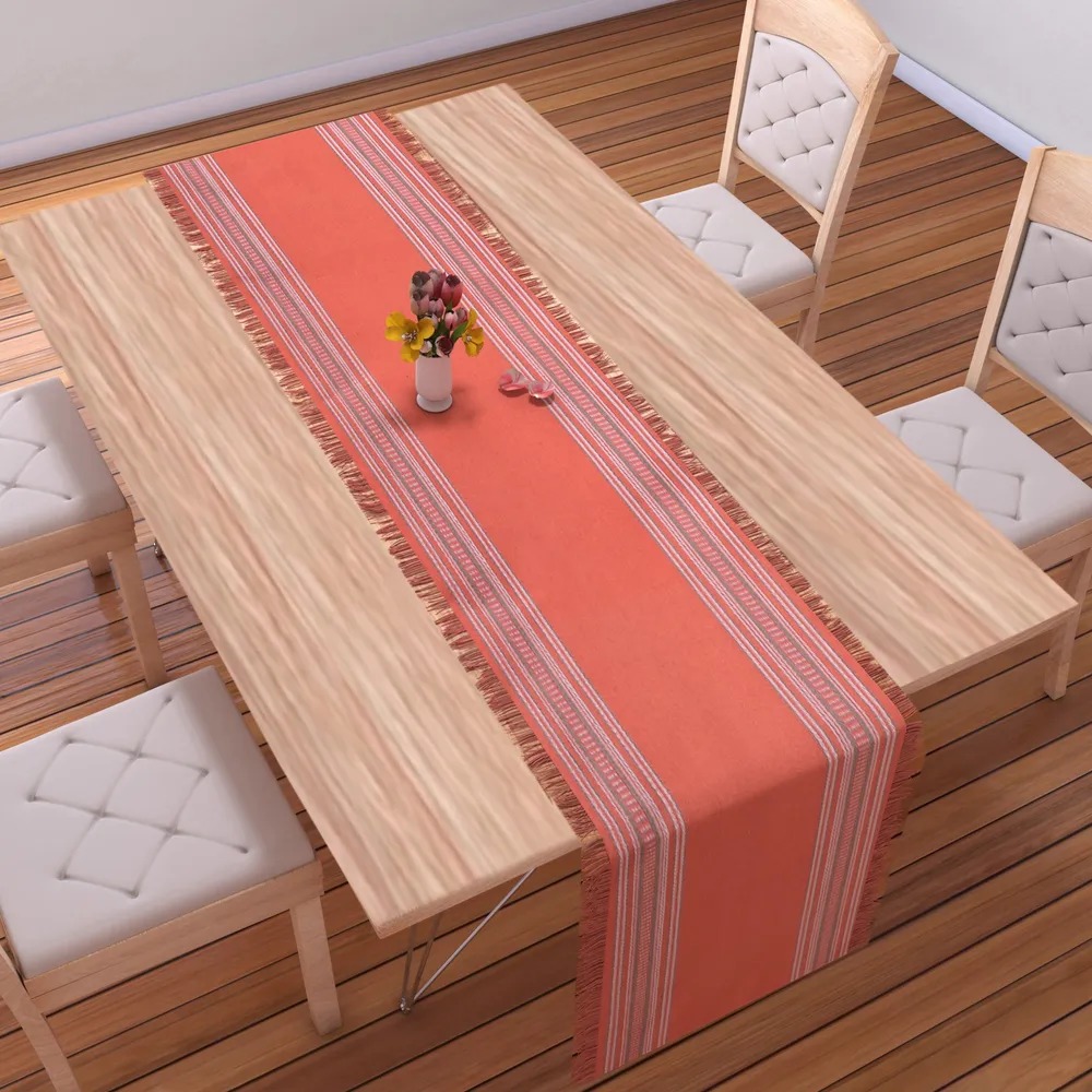 Traditional Designer Cotton Peach Table Runner