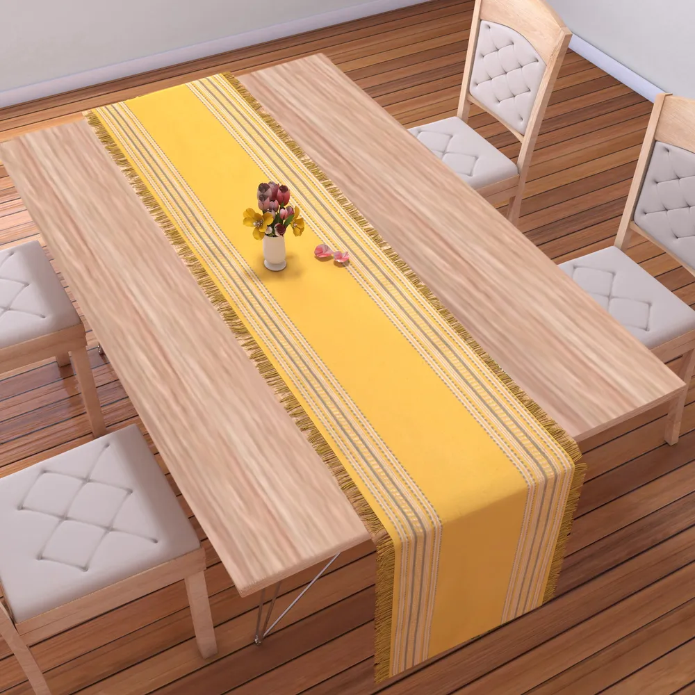 Traditional Designer Cotton Yellow Table Runner
