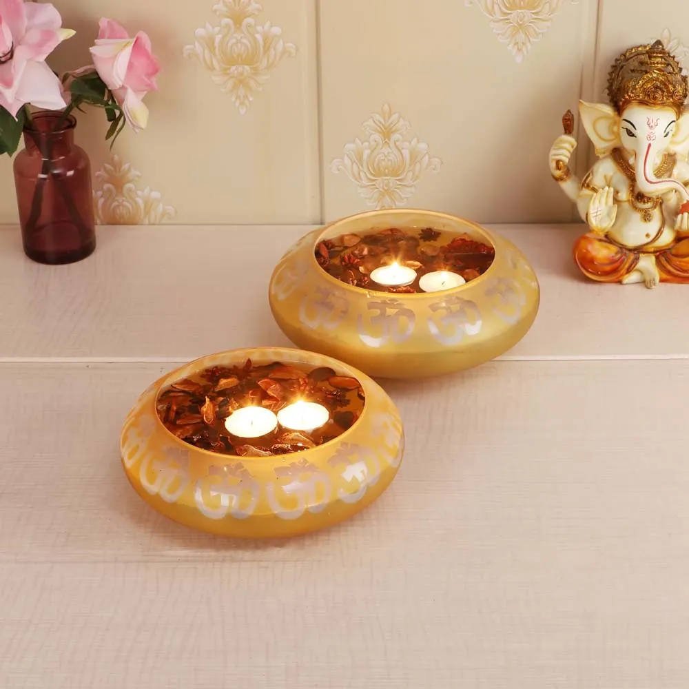 Traditional Yellow Glass Urli Bowl/Potpourri Set of 2