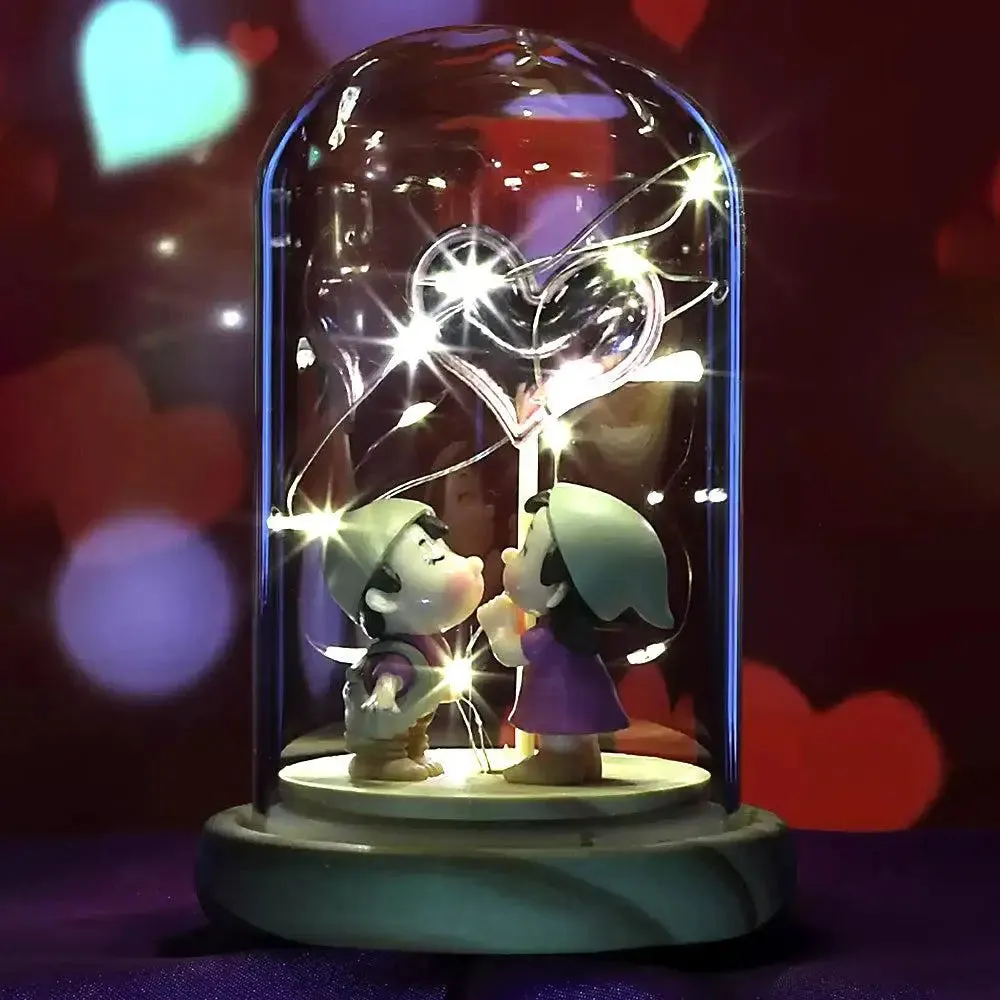 Transparent Romantic Couple LED Light Showpiece for Valentine's Day