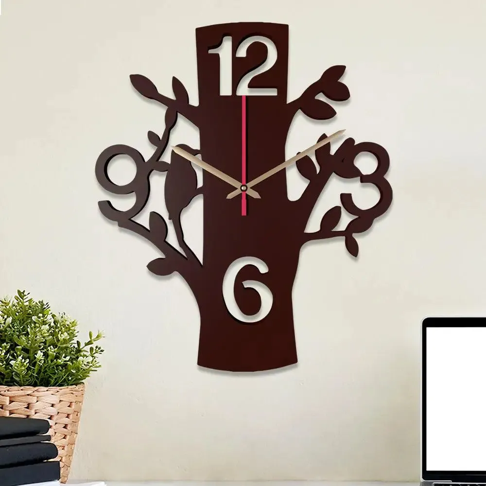 Tree Shape Wooden Wall Clock