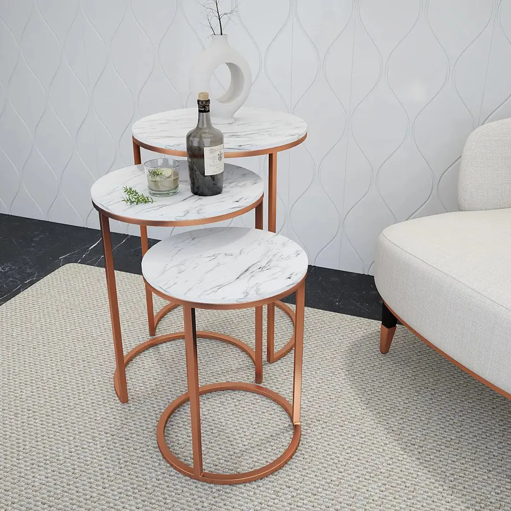 "Trio Copper Nesting Table - Set of 3  "