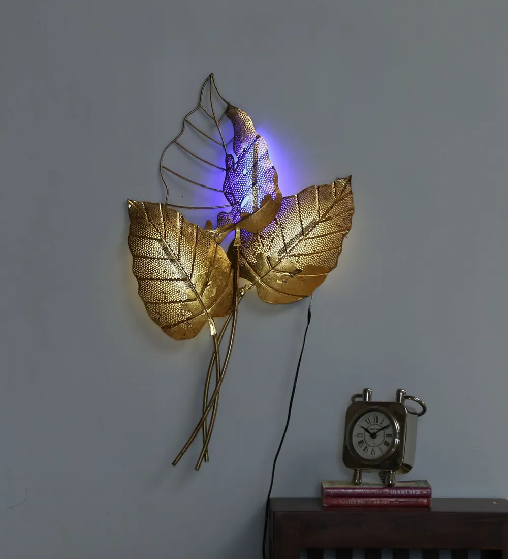 Tripple Leafy Designer LED Metal Art