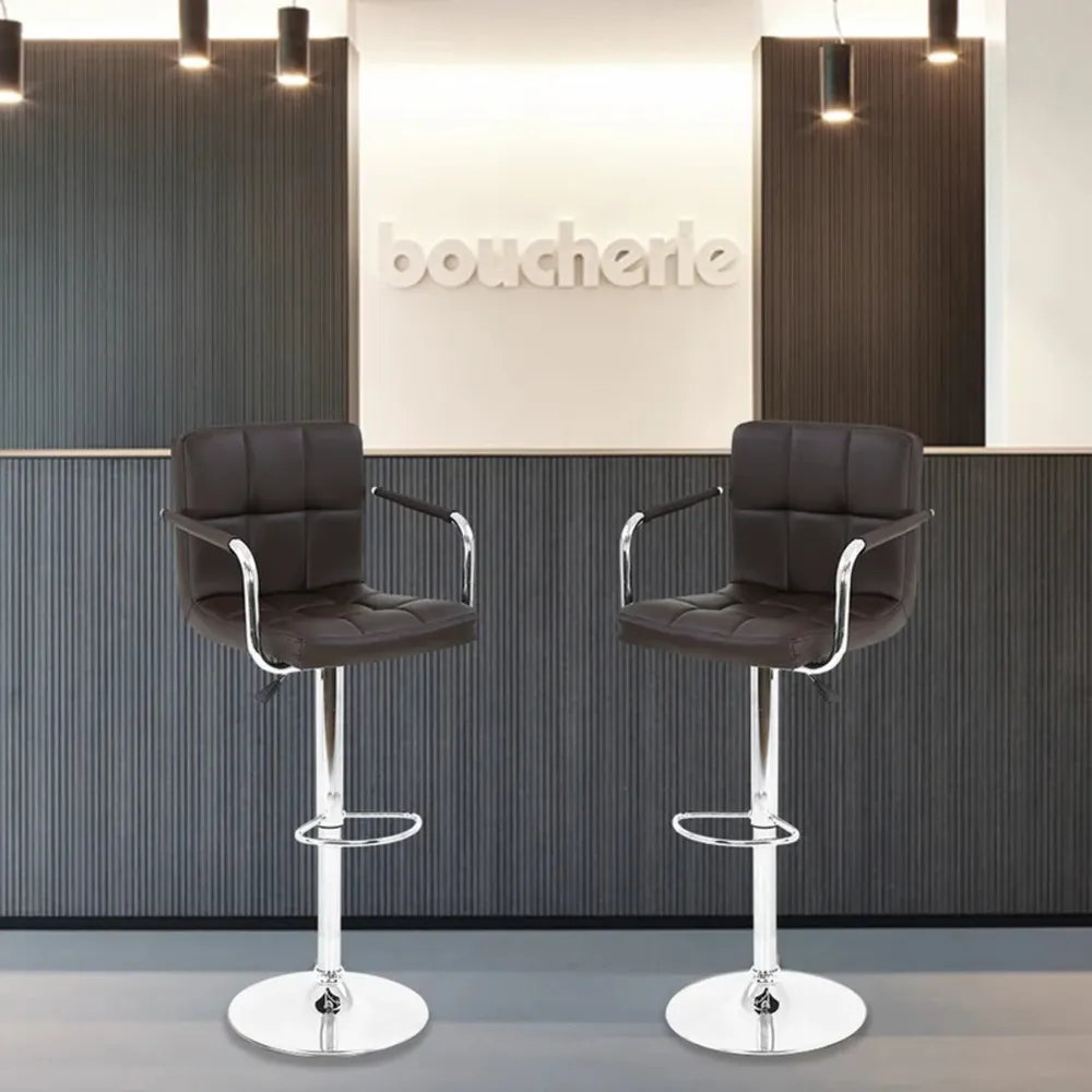 Tufted Brown Velvet Adjustable Bar Stool