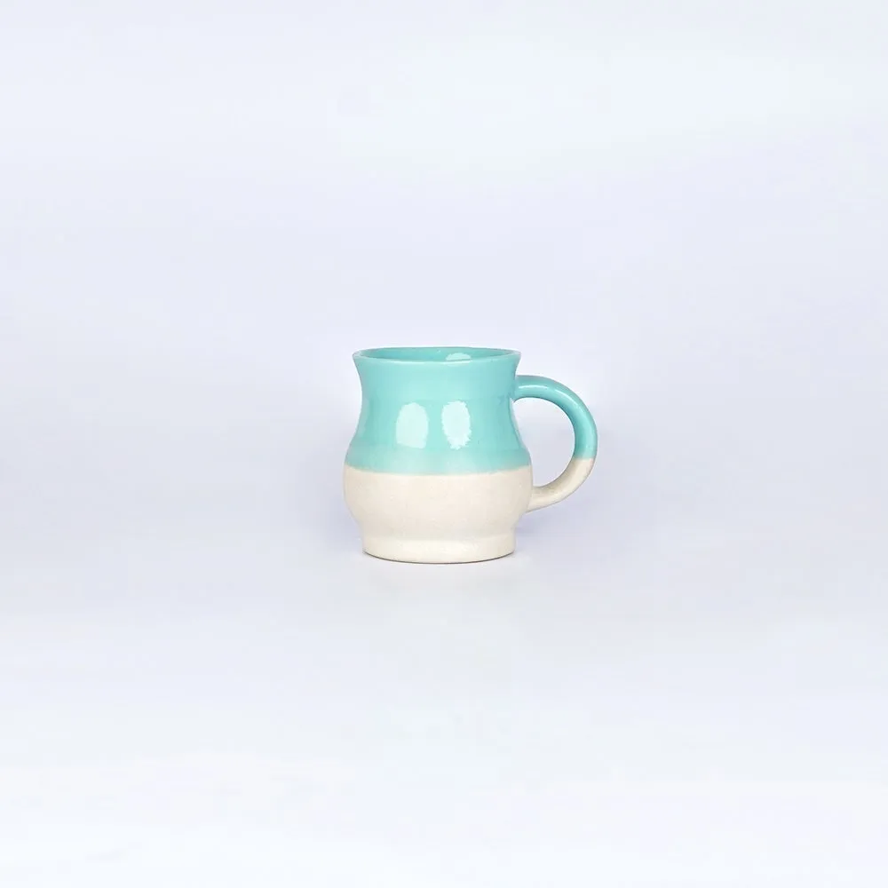 Turquoise Bordered Pot Motif Ceramic Mugs
