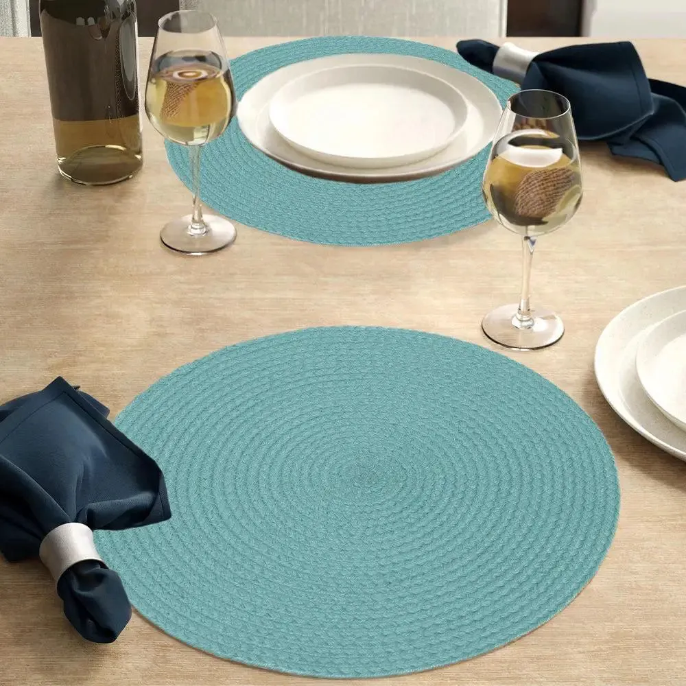 Turquoise Cotton Round Placemat Set Of 2