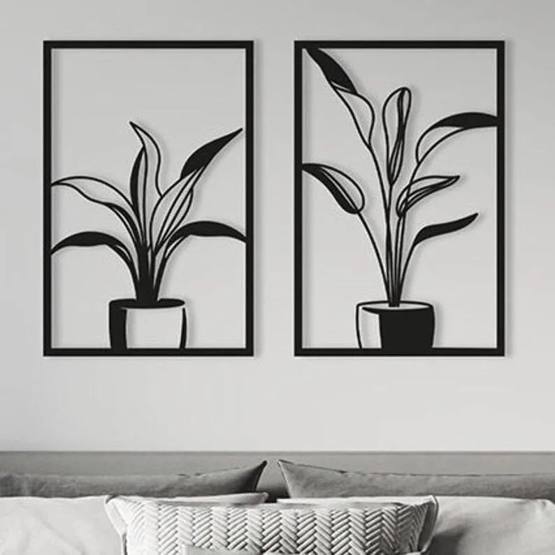 Twin Plants Metal Wall Decor