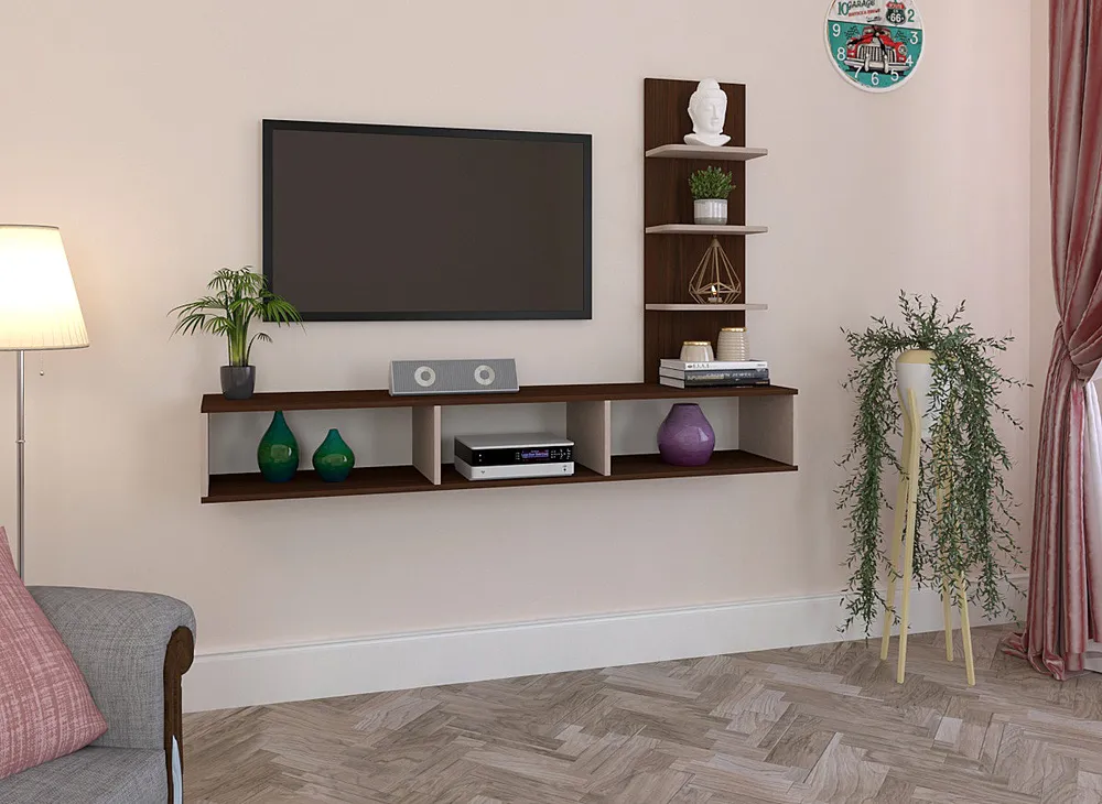 Two Tonal Walnut Modern Classic TV Unit