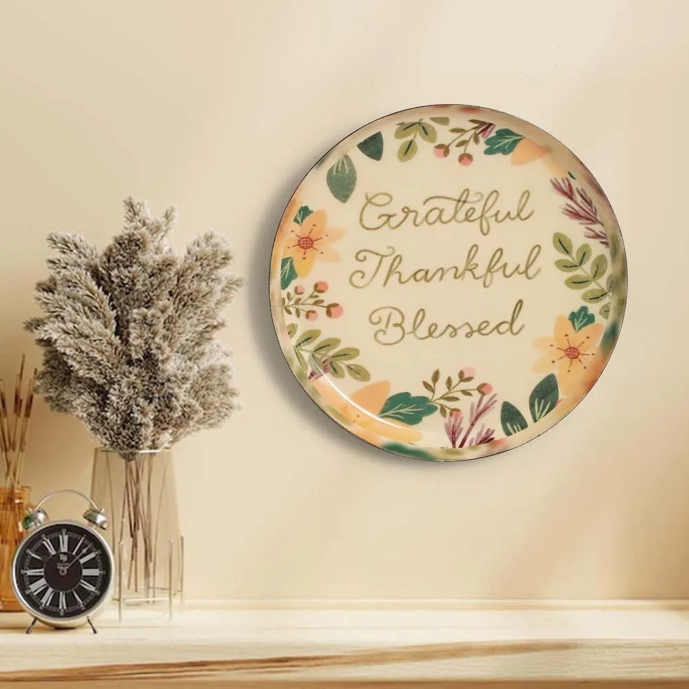 Typographic 'Grateful' Premium Decorative Metal Wall Plate (10 Inches)
