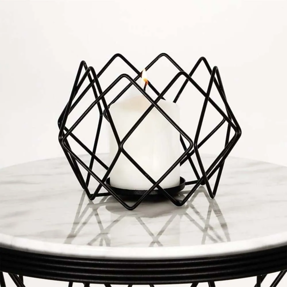 Ubiquitous Coal-Black Modern Candle Holder