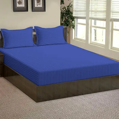 Ultra-Soft Cotton Queen-Size Bed Fitted Bedsheet With 2 Pillow Covers (Available in Multiple Colours)