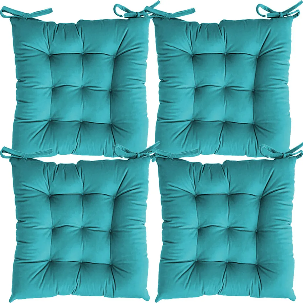 Ultra-Soft Solid cushions Microfiber Chair Pad/ Chair Cushion - 16x16 inch, Set of 4