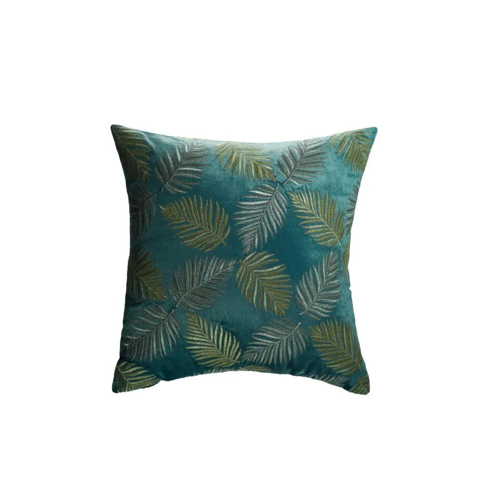 Velvel Cushion Pillow Cover with beautiful Leaves Embroidery
