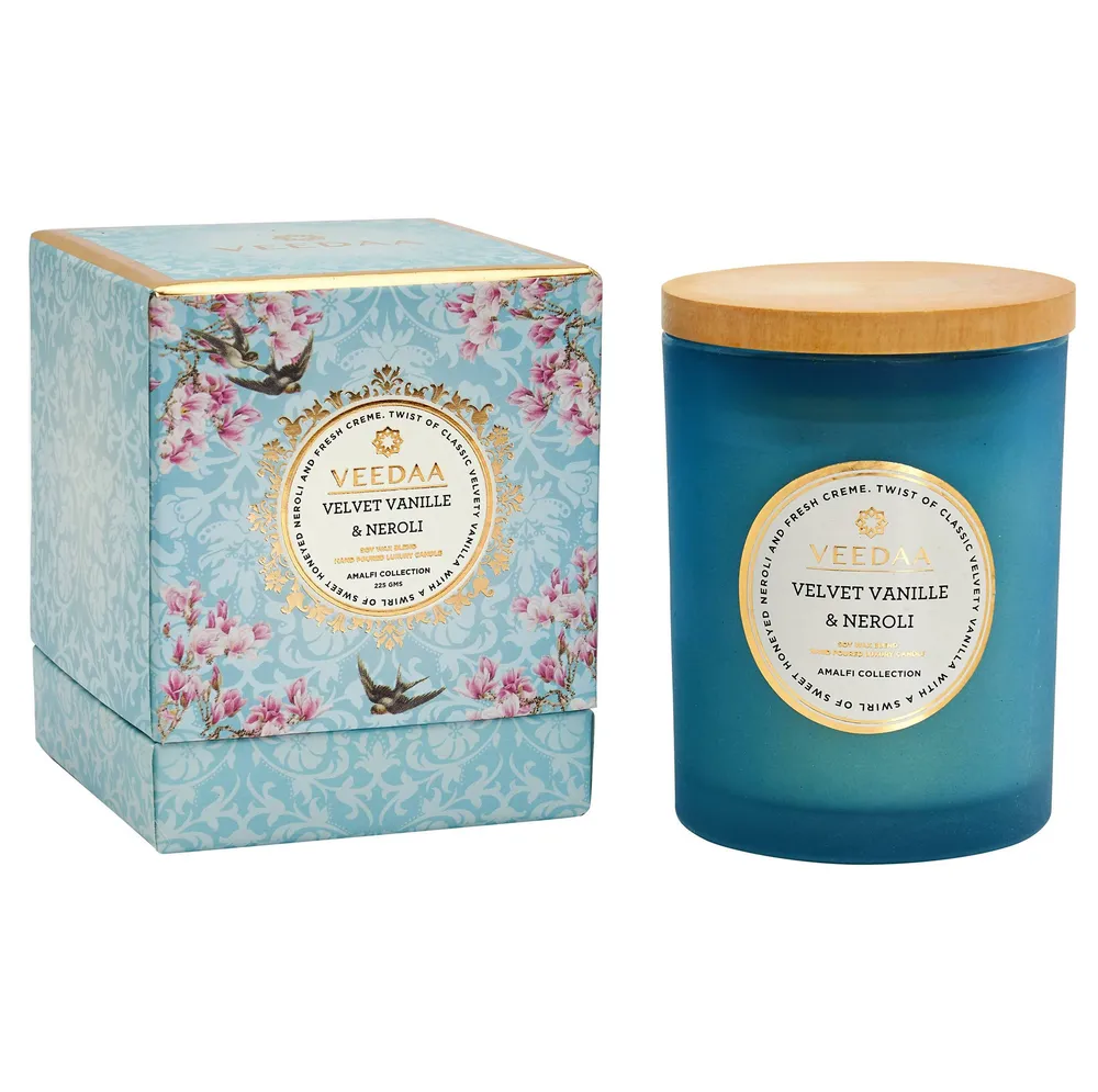 Velvet Vanille &amp; Neroli Czech Glass Scented Candle