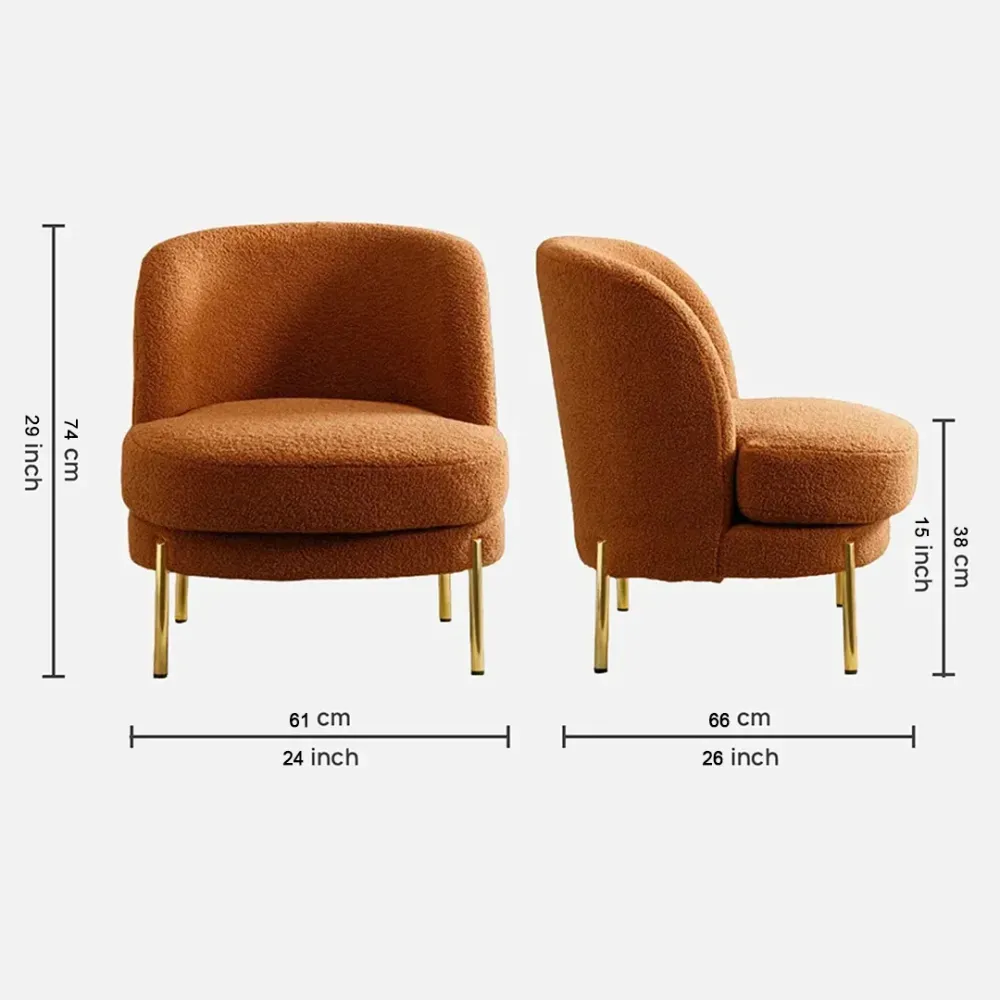 Vibrant Orange Fabric Slipper Accent Chair Single WallMantra