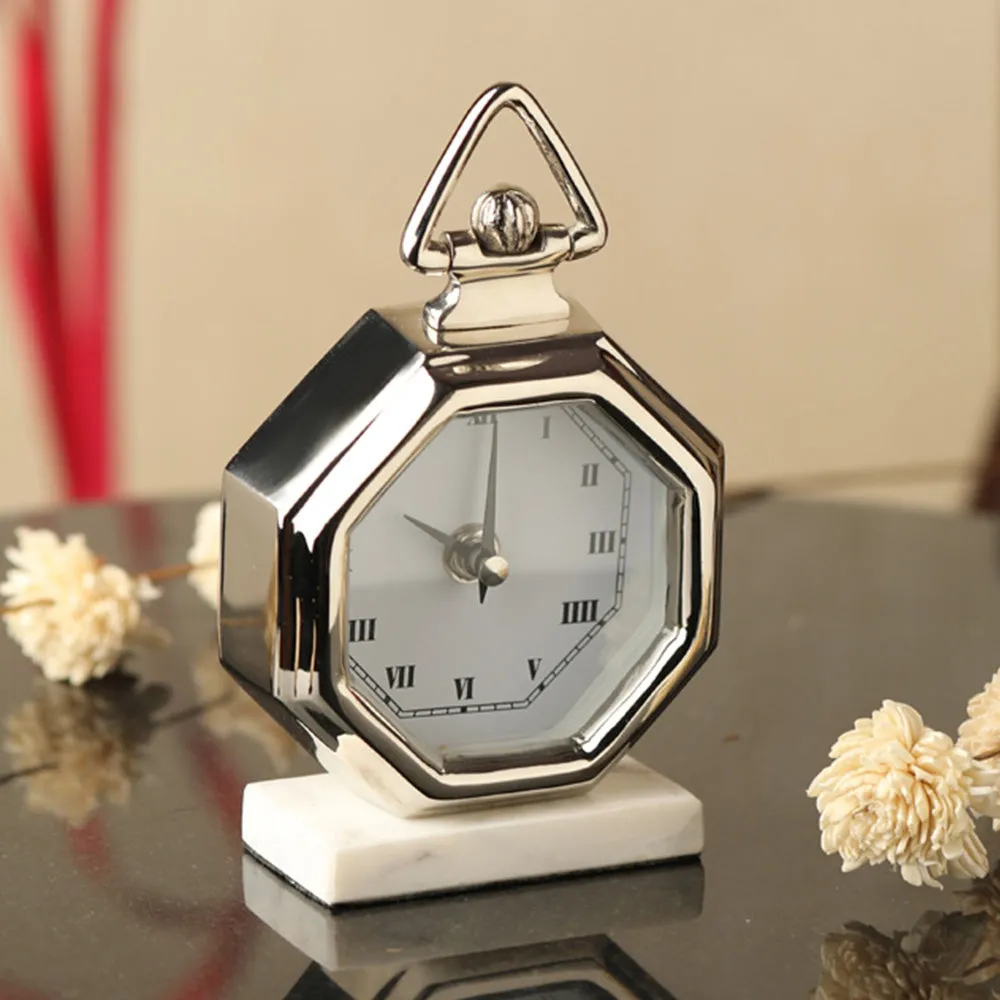 Victoria Table Clock in Silver Finish