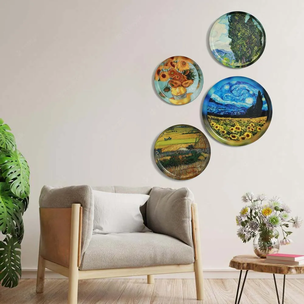 Vincent Van Gogh Premium Wall Decorative Metal Plate Set of 4