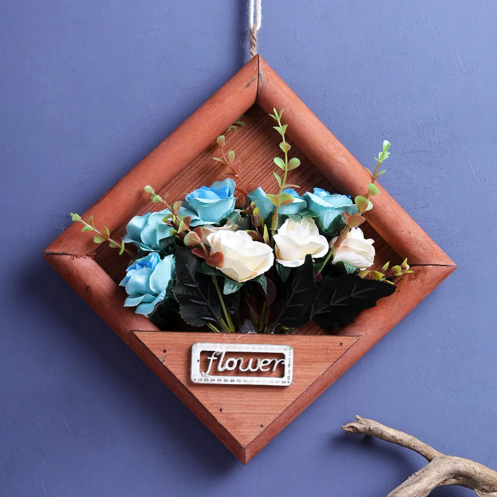 Vintage Pretty Flowers Brown Hanging Frame