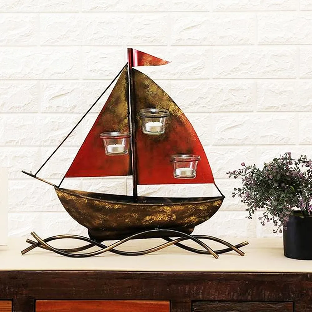 Vintage Sailing Boat Tea Light Holder
