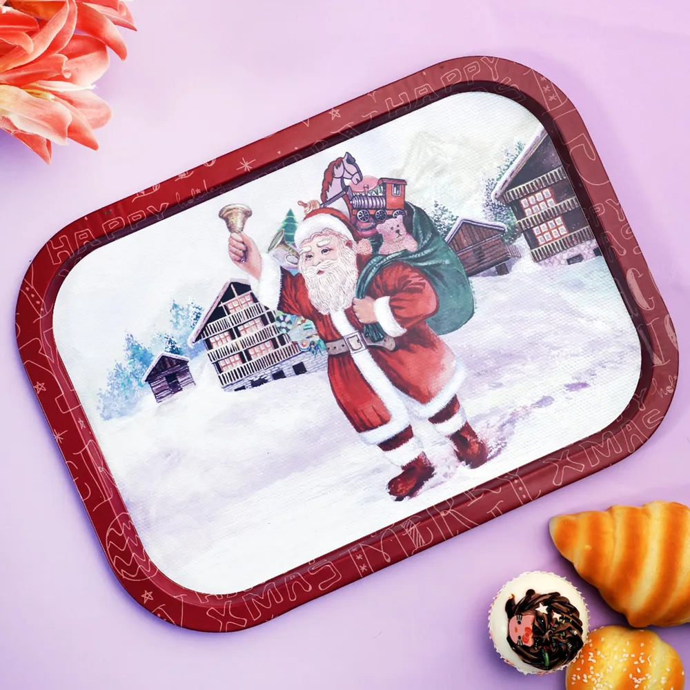 Vintage Santa Claus Red & White Serving Tray