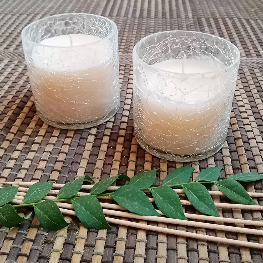 Votive Glass Scented Candles Set of 2 (Crack Patterned)
