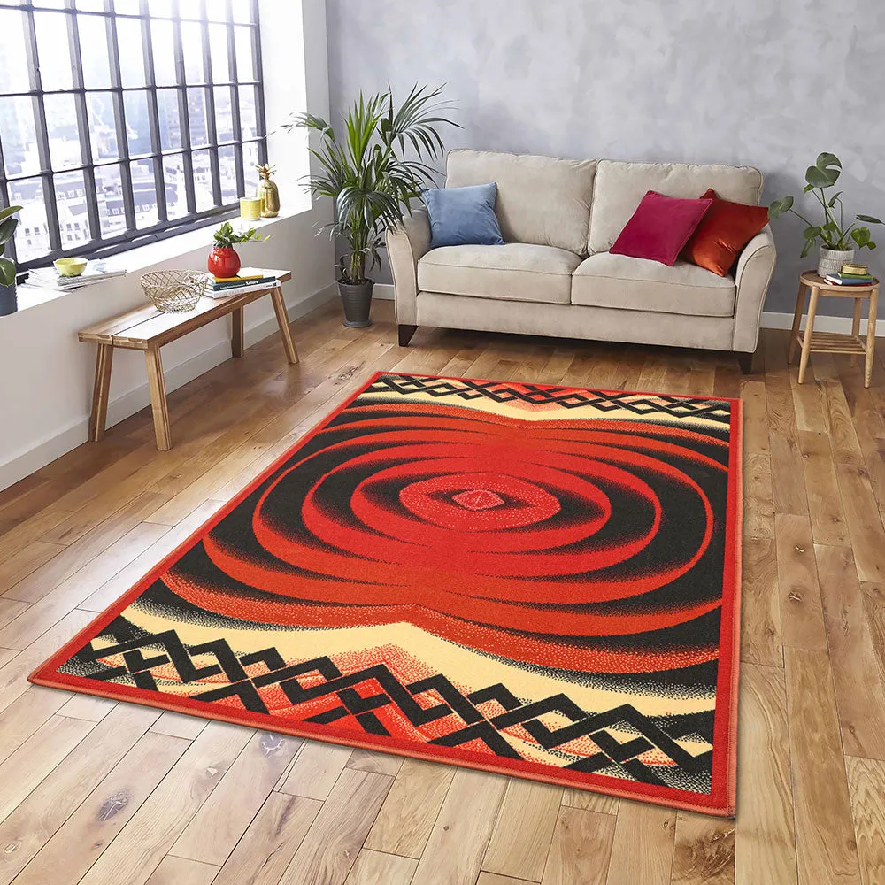 Wave Pattern Orange & Black Premium Quality Area Carpet