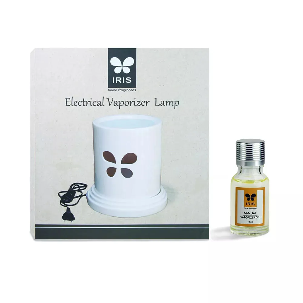 White Electric Vaporizer With Aroma Oil (Lemon Grass /  Lavender / Jasmine / Apple Cinnamon / Sandalwood /Amber Rose)