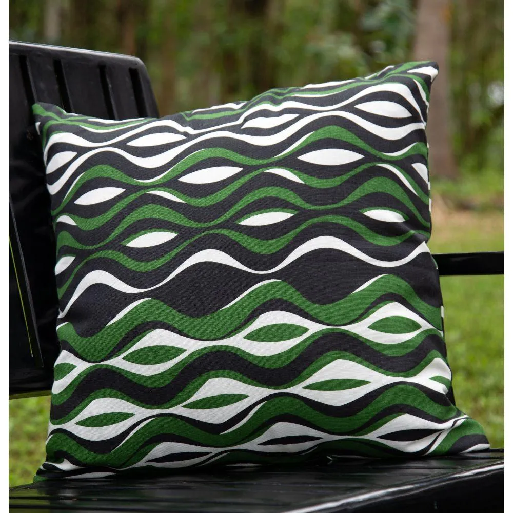 White Green River Wave Cushion Cover