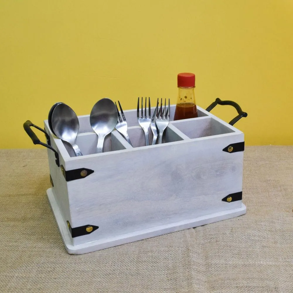 White Washed Cutlery Holder