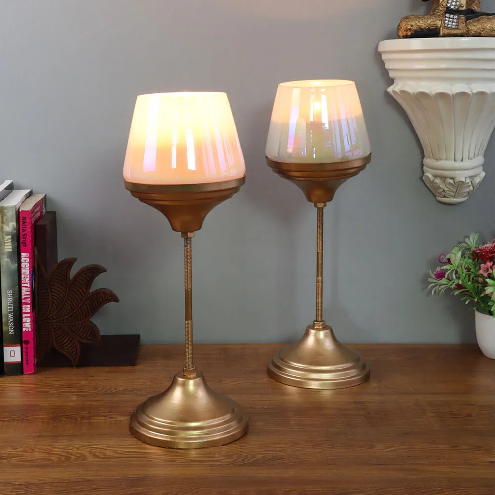 White Wine Glass Motif Tea Light Candle Holders Set Of 2