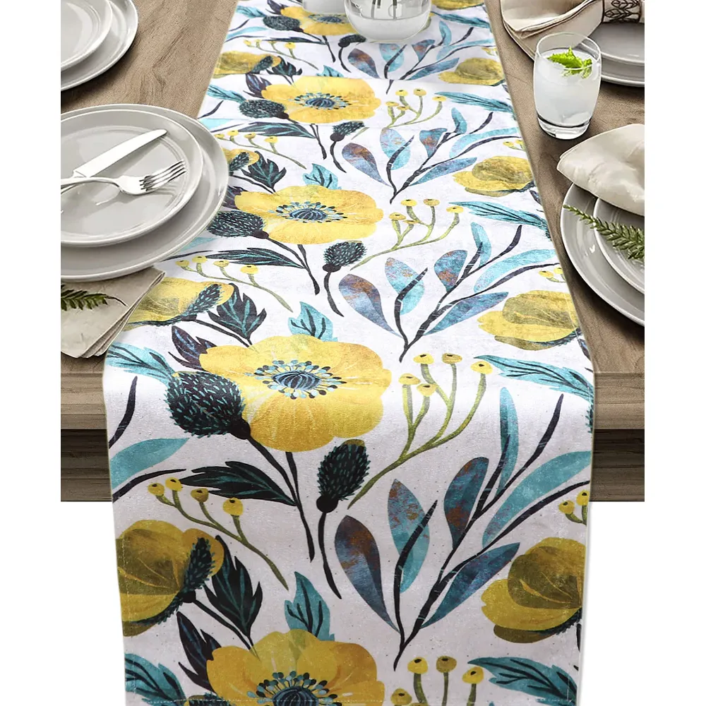 Wide Floral Designer Soft Velvet Table Runner