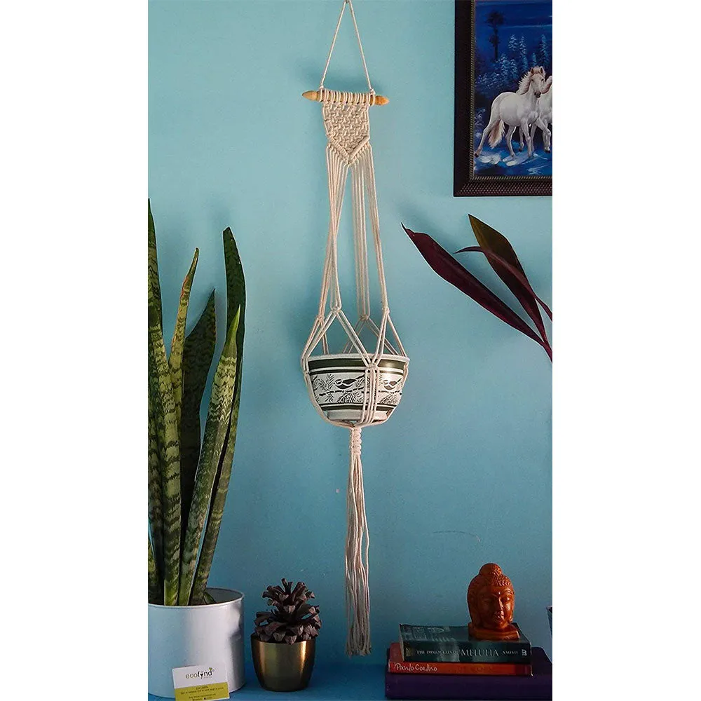 Wood Rope Designer Cotton Plant Hanger
