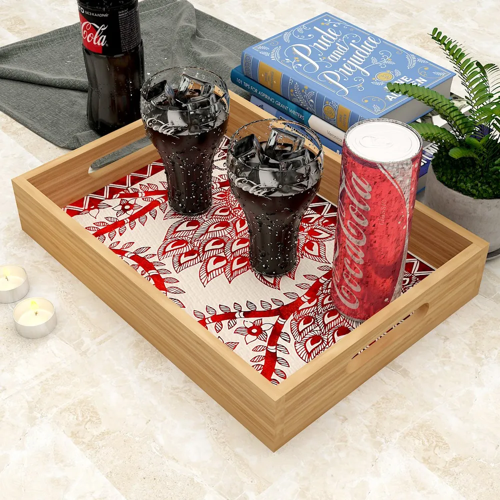 Wooden Beautiful Natural design Serving Tray Oak color