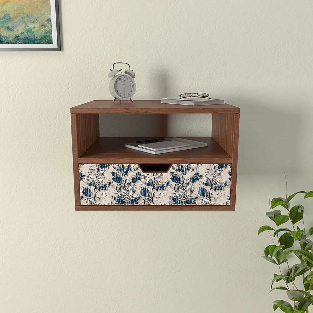 Wooden Wall Mounted Cabinet In Blue Grunge Pattern