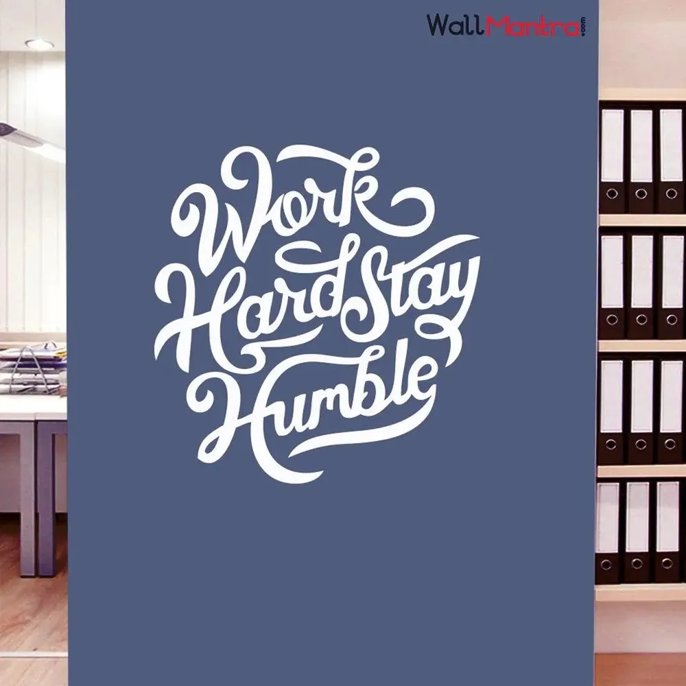 Work Hard Quote Wall Sticker for Office Decor White Color