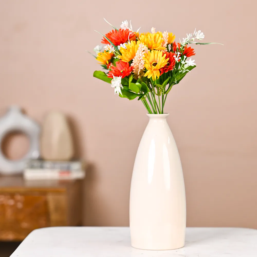Yellow & Orange Vibrant Artificial Daisies Set Of 2