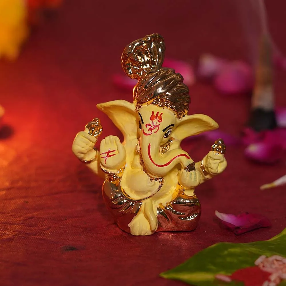 Yellow Decorative Mini Lord Ganesha Showpiece